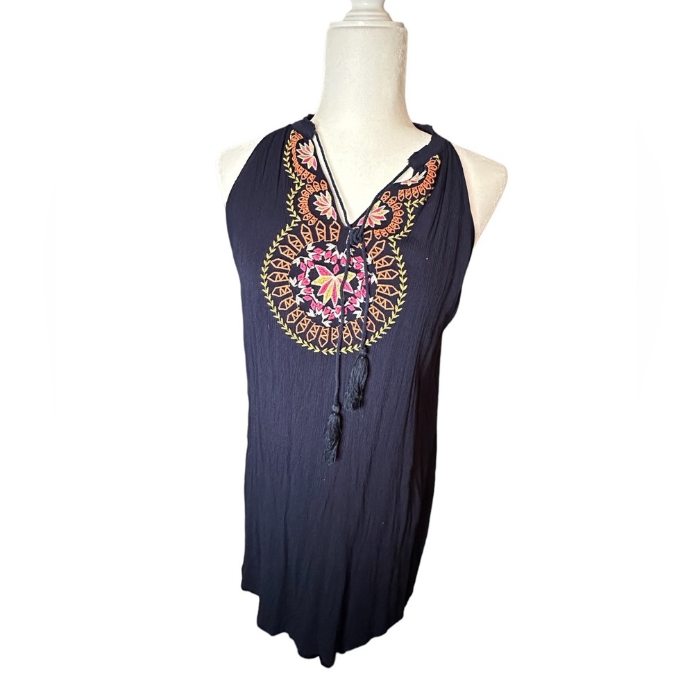 Thml navy blue sundress, gauzy type material, size large